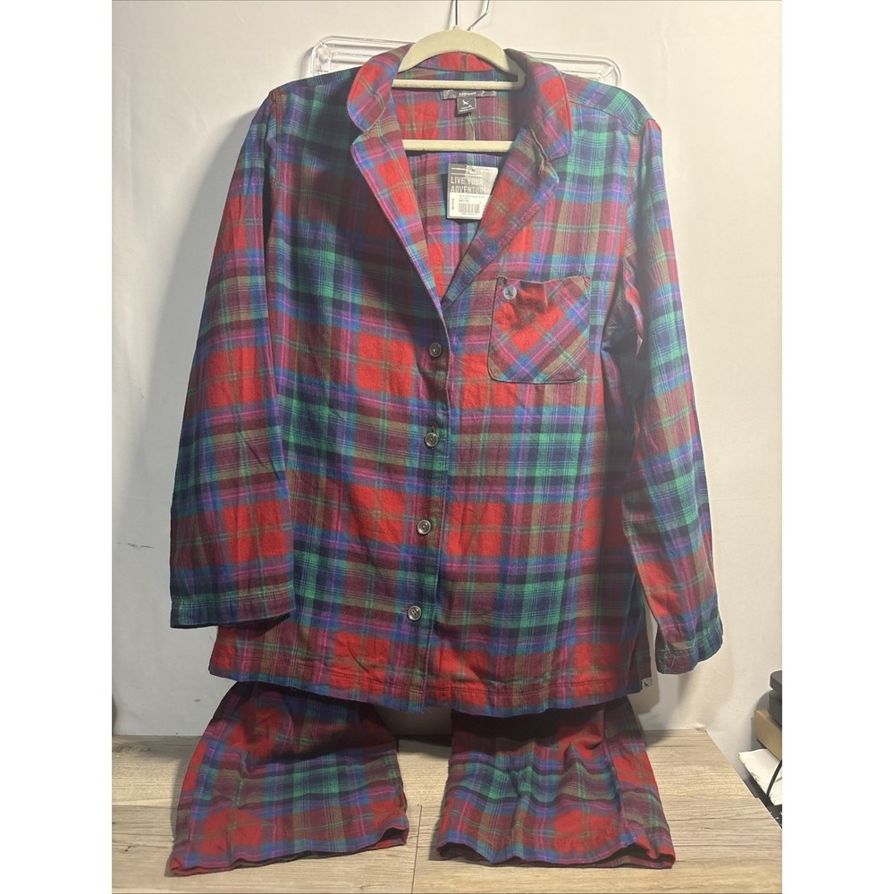 Women's PL Eddie Bauer Flannel Long Sleeve Hollyred Pajamas Button Front